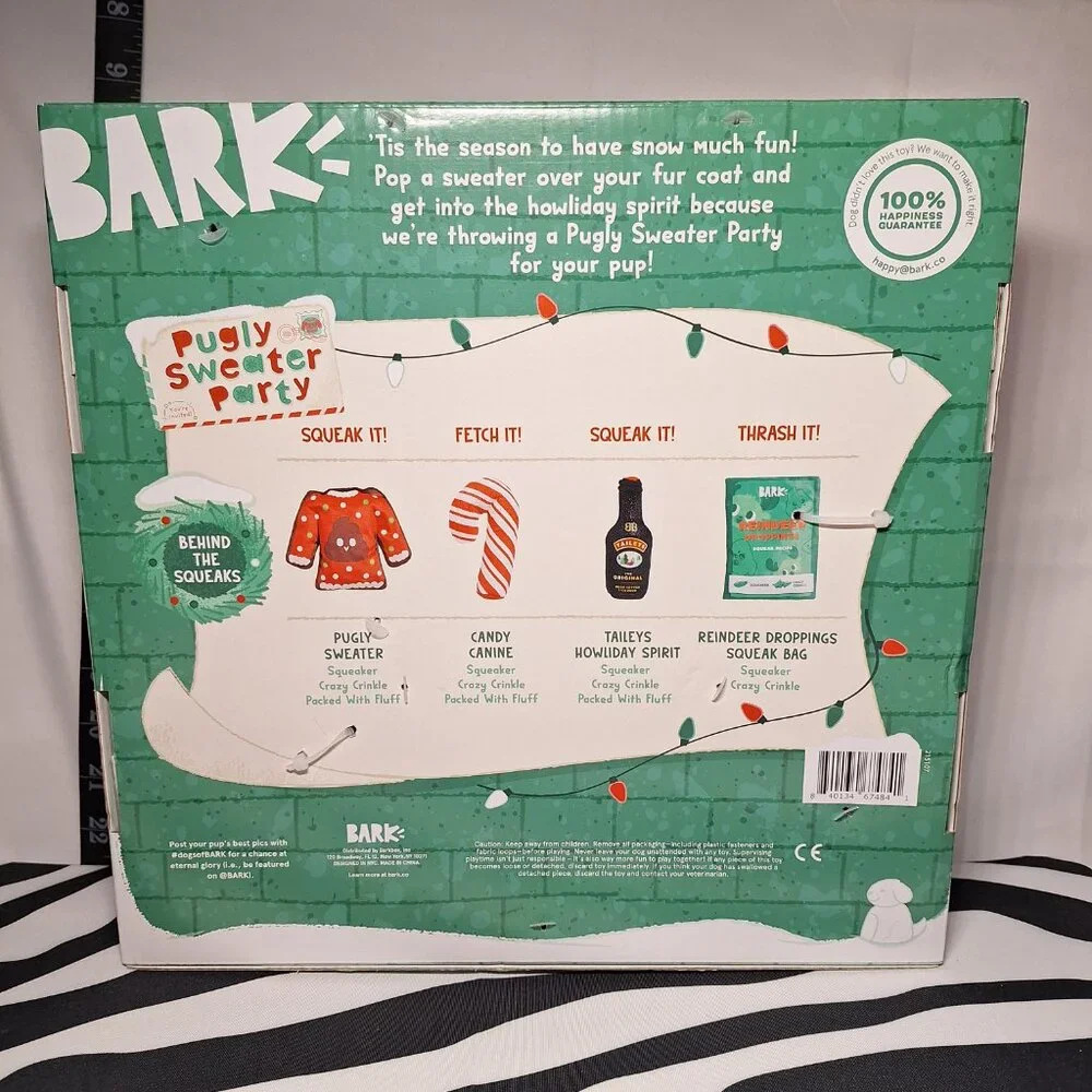 NWT Bark Pugly Sweater Party Dog Toy Box All Dog Sizes